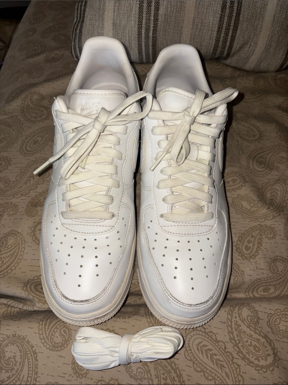 Nike Men’s All-White Leather Low-Top Sneakers